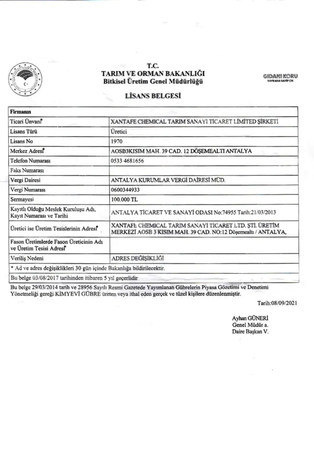 Xantafe Lisans Belgesi